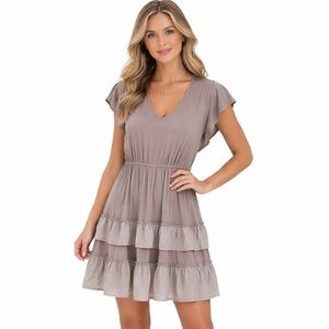 Gray Ruffle Mini Dress S